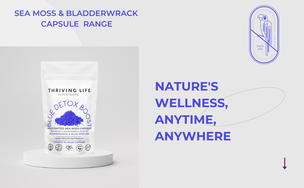 Blue Detox Boost Capsules - Sea Moss, Bladderwrack & Blue Spirulina