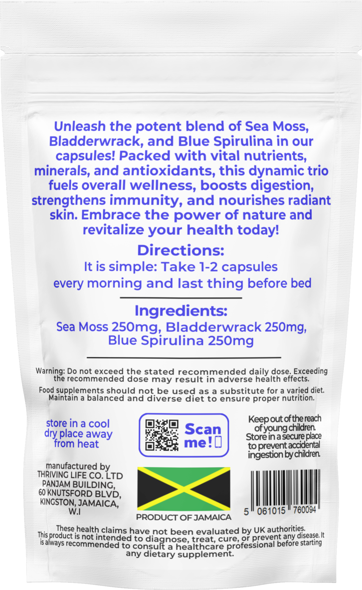 Blue Detox Boost Capsules - Sea Moss, Bladderwrack & Blue Spirulina