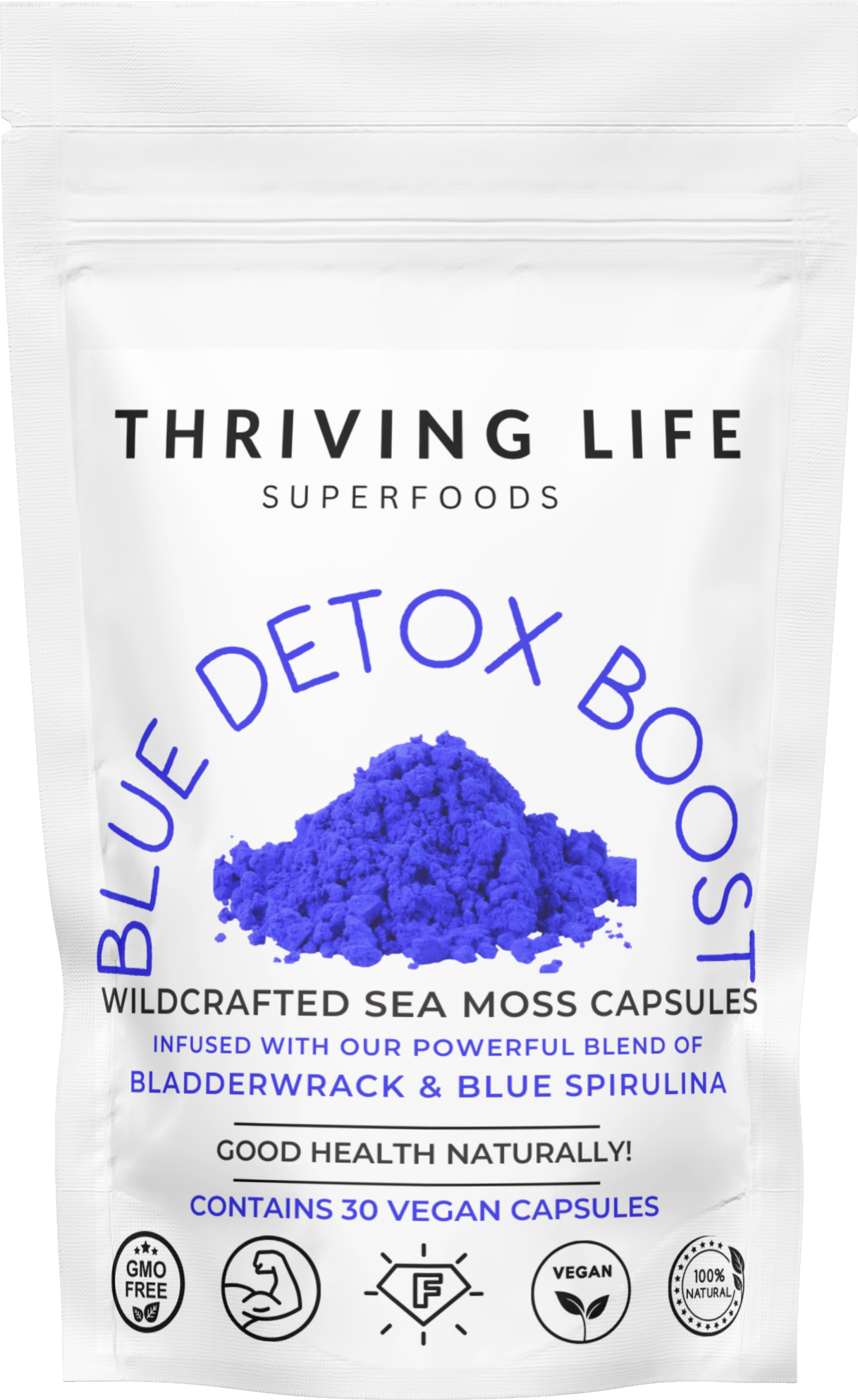 Blue Detox Boost Capsules - Sea Moss, Bladderwrack & Blue Spirulina