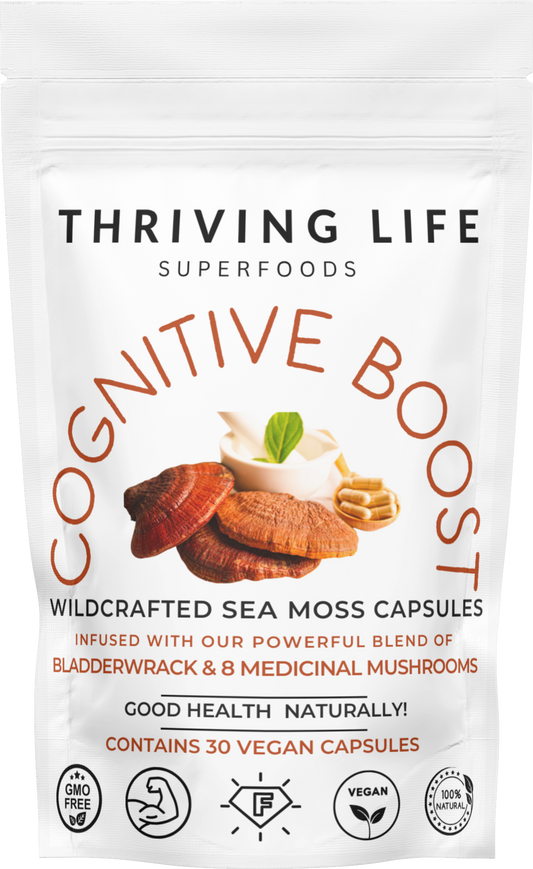 Cognitive Boost Capsules - Sea Moss, Bladderwrack & 8 Medicinal Mushroom Blend